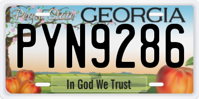 GA license plate PYN9286