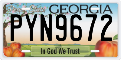 GA license plate PYN9672