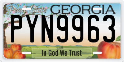 GA license plate PYN9963