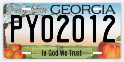 GA license plate PYO2012