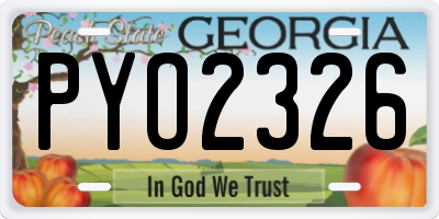 GA license plate PYO2326