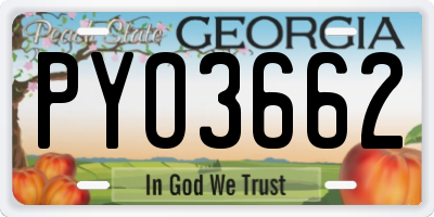 GA license plate PYO3662
