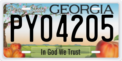 GA license plate PYO4205