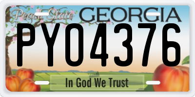 GA license plate PYO4376