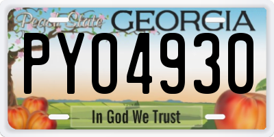 GA license plate PYO4930