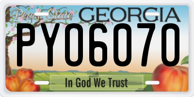GA license plate PYO6070