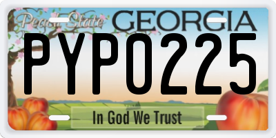 GA license plate PYP0225