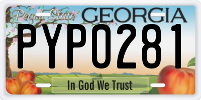 GA license plate PYP0281