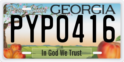 GA license plate PYP0416