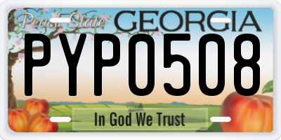 GA license plate PYP0508