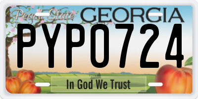 GA license plate PYP0724