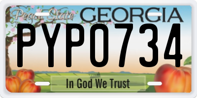 GA license plate PYP0734