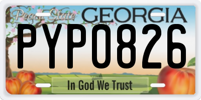 GA license plate PYP0826