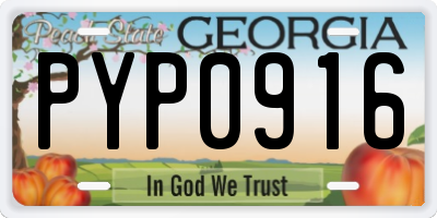GA license plate PYP0916