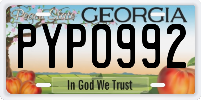 GA license plate PYP0992
