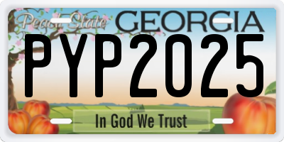 GA license plate PYP2025