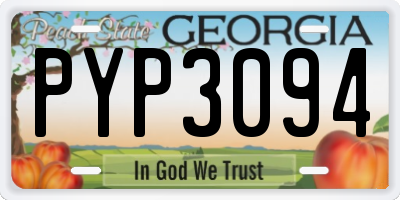 GA license plate PYP3094