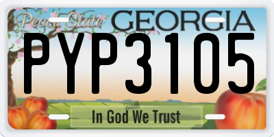 GA license plate PYP3105