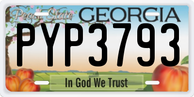 GA license plate PYP3793
