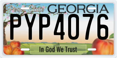 GA license plate PYP4076