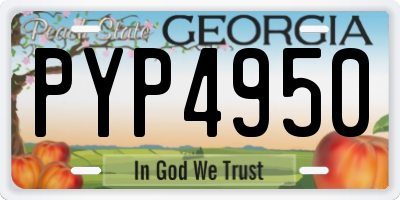GA license plate PYP4950