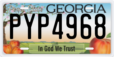 GA license plate PYP4968