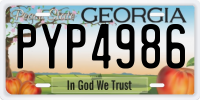 GA license plate PYP4986