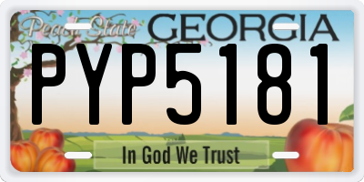 GA license plate PYP5181