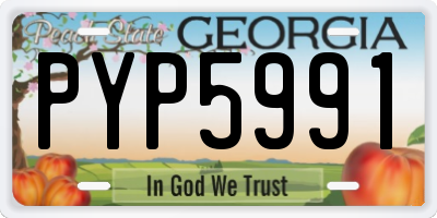 GA license plate PYP5991