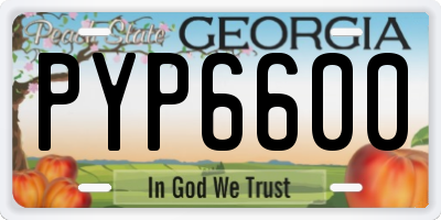 GA license plate PYP6600