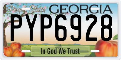 GA license plate PYP6928