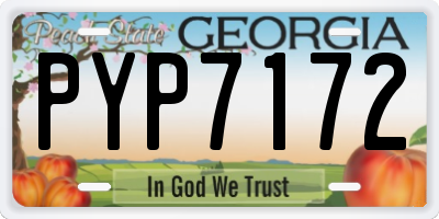 GA license plate PYP7172