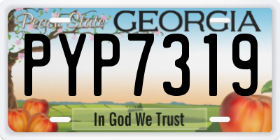 GA license plate PYP7319