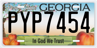 GA license plate PYP7454