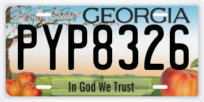 GA license plate PYP8326