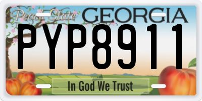 GA license plate PYP8911