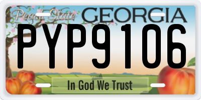 GA license plate PYP9106