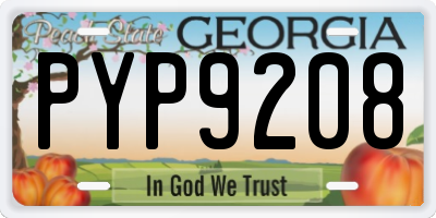 GA license plate PYP9208
