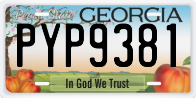 GA license plate PYP9381