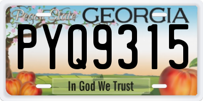 GA license plate PYQ9315