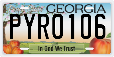 GA license plate PYR0106
