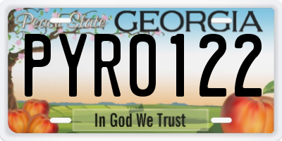 GA license plate PYR0122