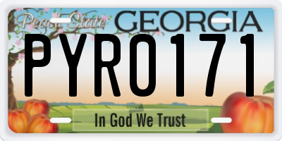 GA license plate PYR0171