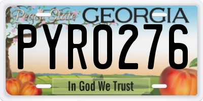 GA license plate PYR0276