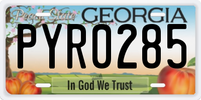 GA license plate PYR0285
