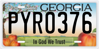 GA license plate PYR0376