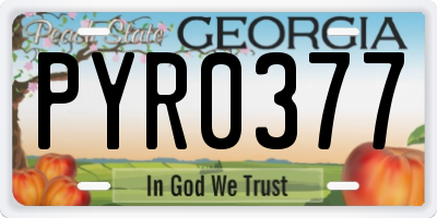 GA license plate PYR0377
