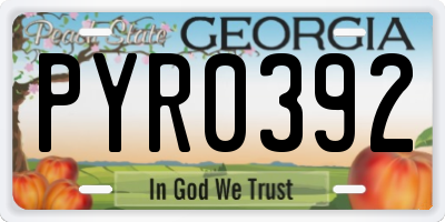 GA license plate PYR0392