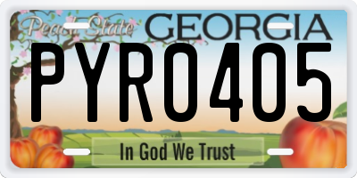 GA license plate PYR0405