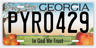 GA license plate PYR0429